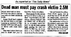 Dead man must pay crash victim 2.5M